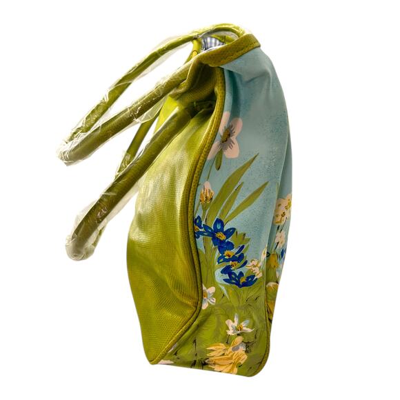 RARE Vintage 70s Womens Handbag Cats Spring Green Floral New Flawed Read Below - Picture 4 of 10